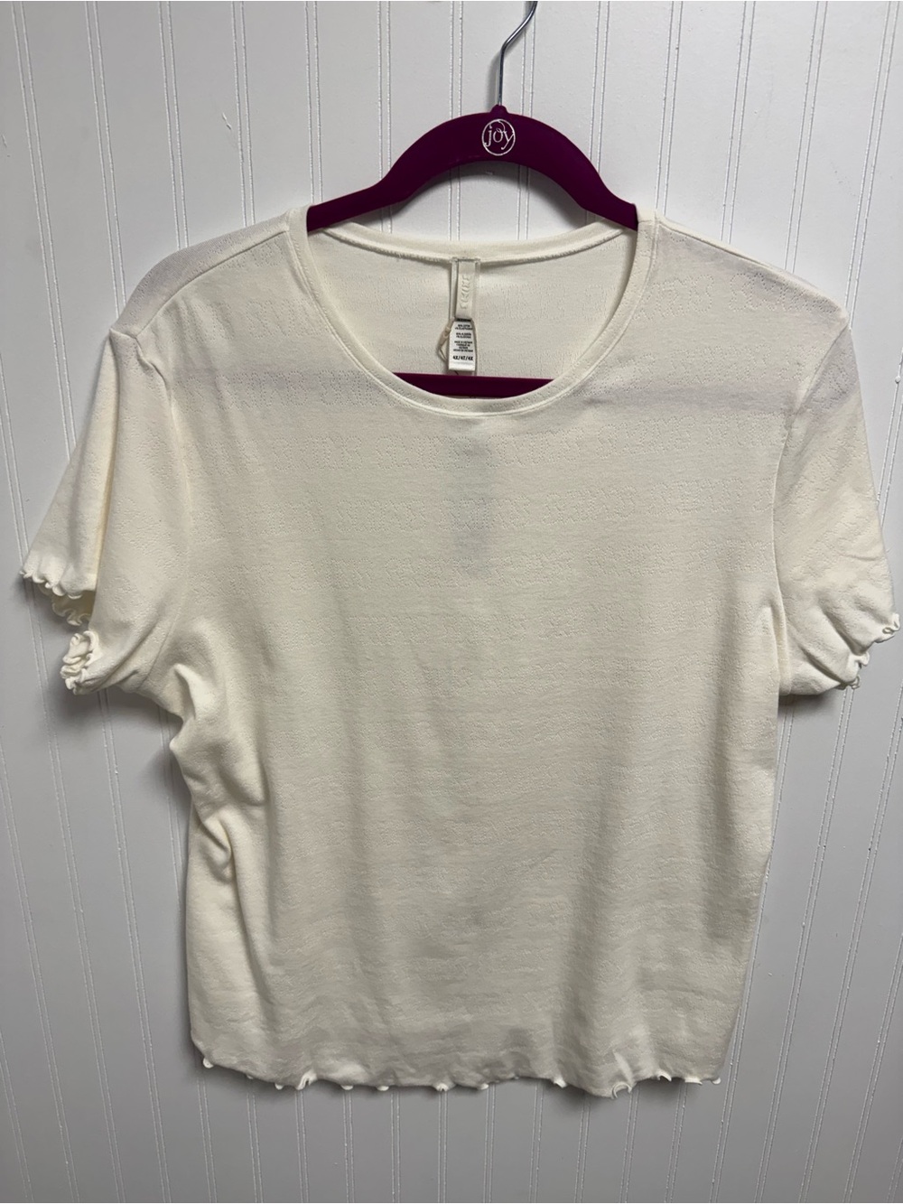 NWT Skims Pointelle Logo T-Shirt Short Sleeve Lettuce Edge Stretch Marble 4X